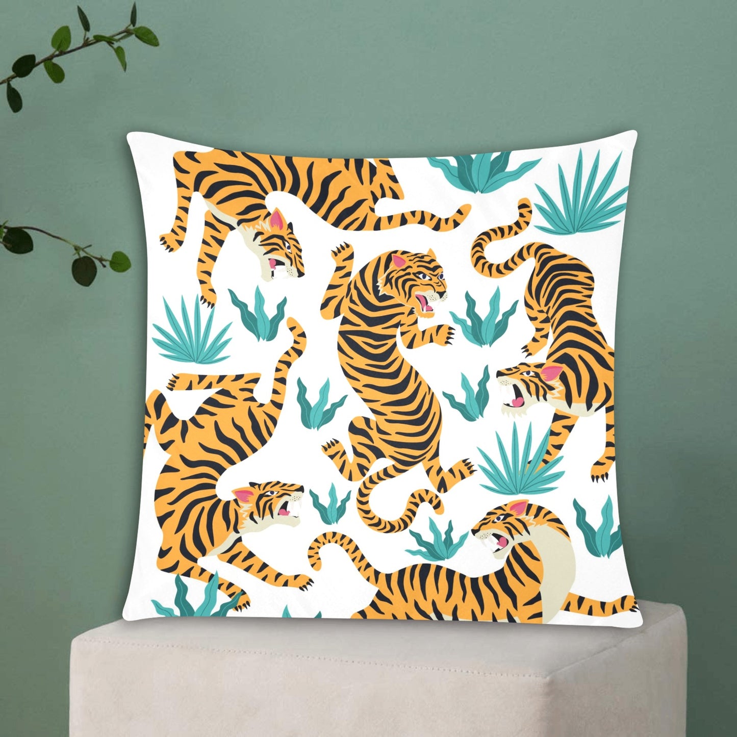 Tigre wildlife Custom Zippered Pillow Cases 18"x18" (Two Sides)
