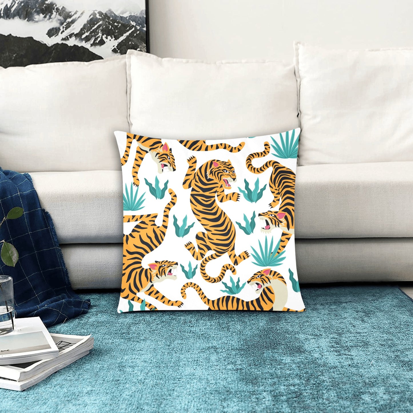 Tigre wildlife Custom Zippered Pillow Cases 18"x18" (Two Sides)