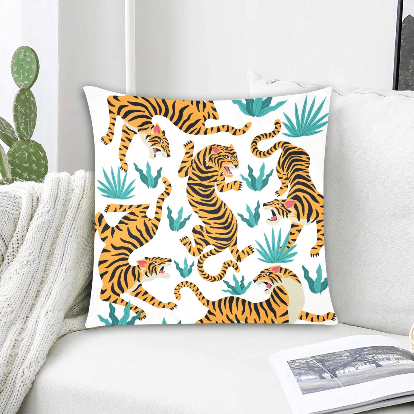 Tigre wildlife Custom Zippered Pillow Cases 18"x18" (Two Sides)