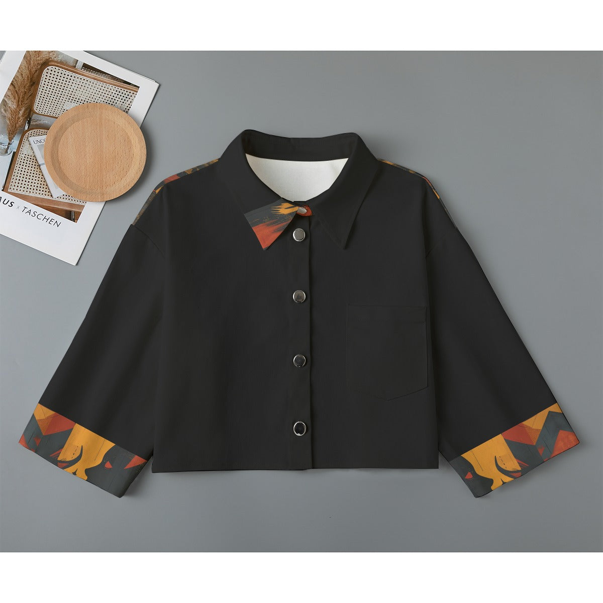 All-Over Print Women's Cropped Jacket | 245GSM Cotton