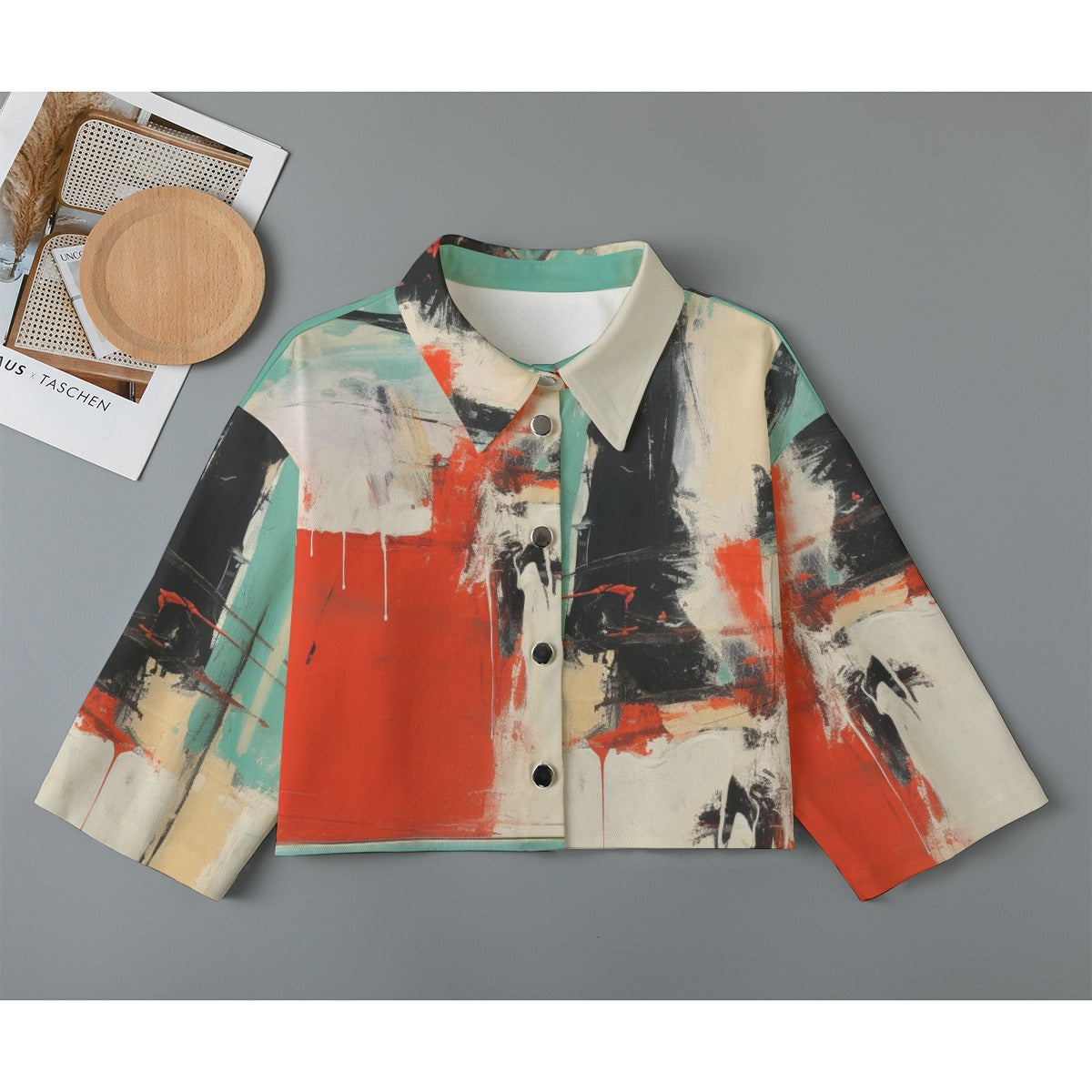 All-Over Print Women's Cropped Jacket | 245GSM Cotton