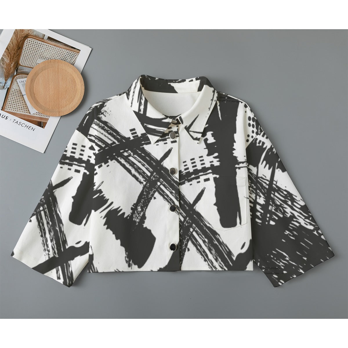 All-Over Print Women's Cropped Jacket | 245GSM Cotton
