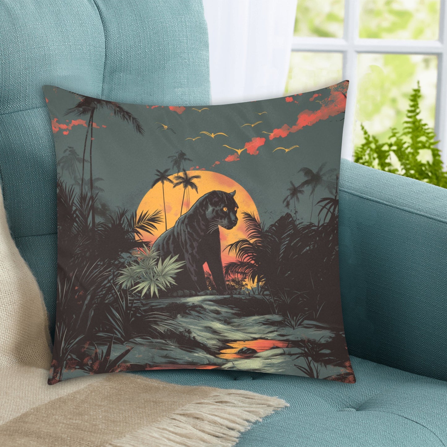 Pantera wildlife Custom Zippered Pillow Cases 18"x18" (Two Sides)