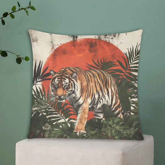 Tiger sunset Custom Zippered Pillow Cases 18"x18" (Two Sides) (Made In AUS)