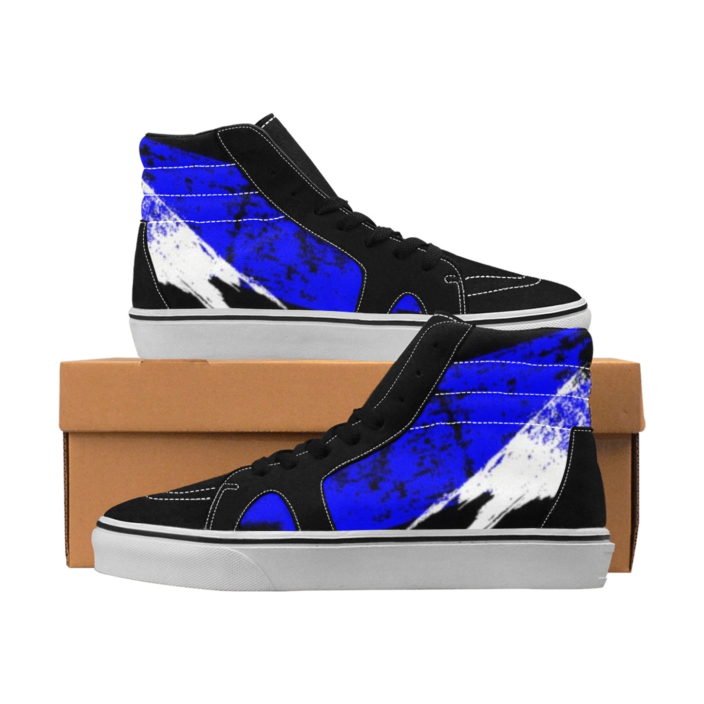 blue Women's High Top Canvas Shoes (Model E001-1)
