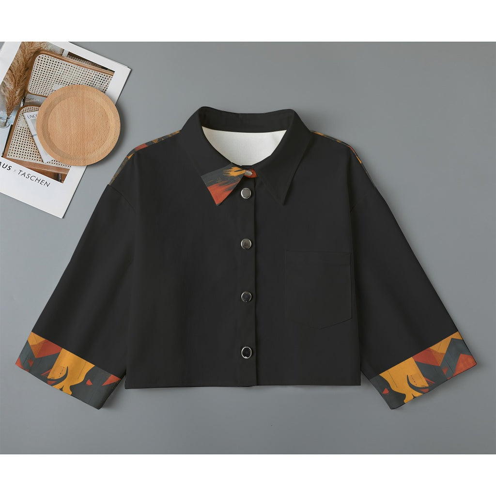 All-Over Print Women's Cropped Jacket | 245GSM Cotton