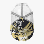 All-Over Print Black Buckle Flat-brimmed Mesh Cap With Box