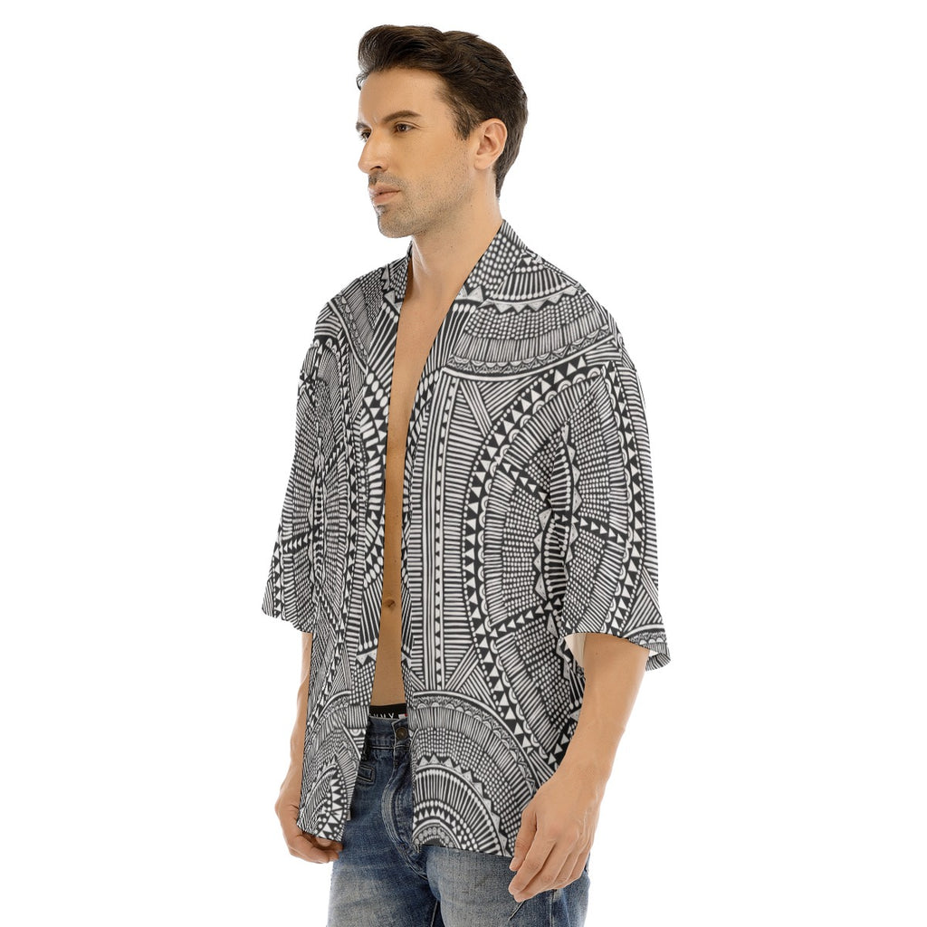 All-Over Print Men's Drop-shoulder Short Coat