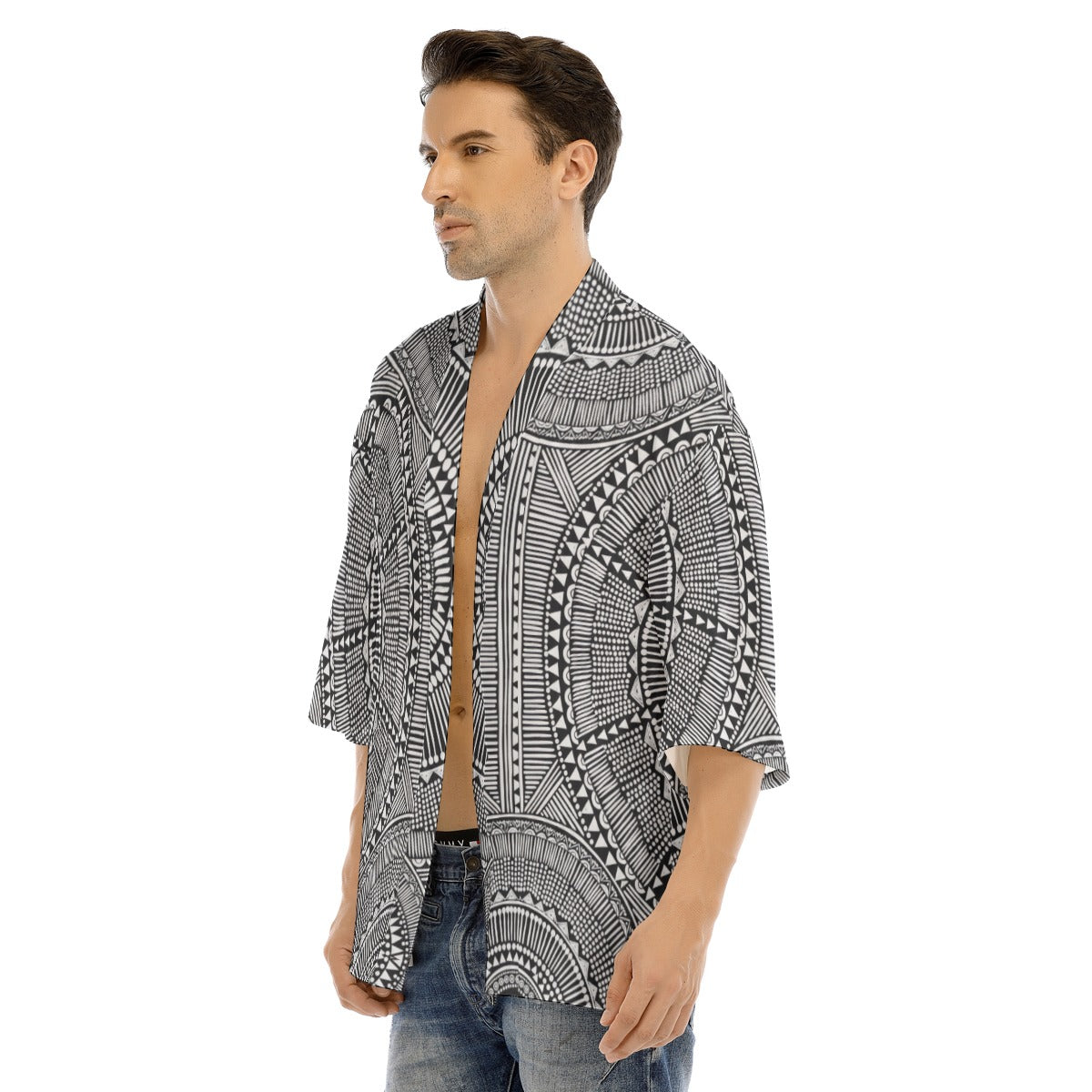 All-Over Print Men's Drop-shoulder Short Coat