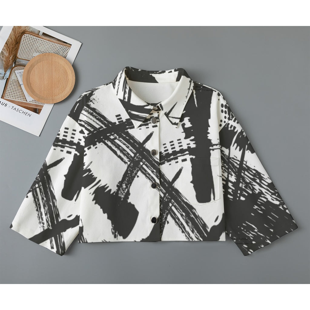 All-Over Print Women's Cropped Jacket | 245GSM Cotton