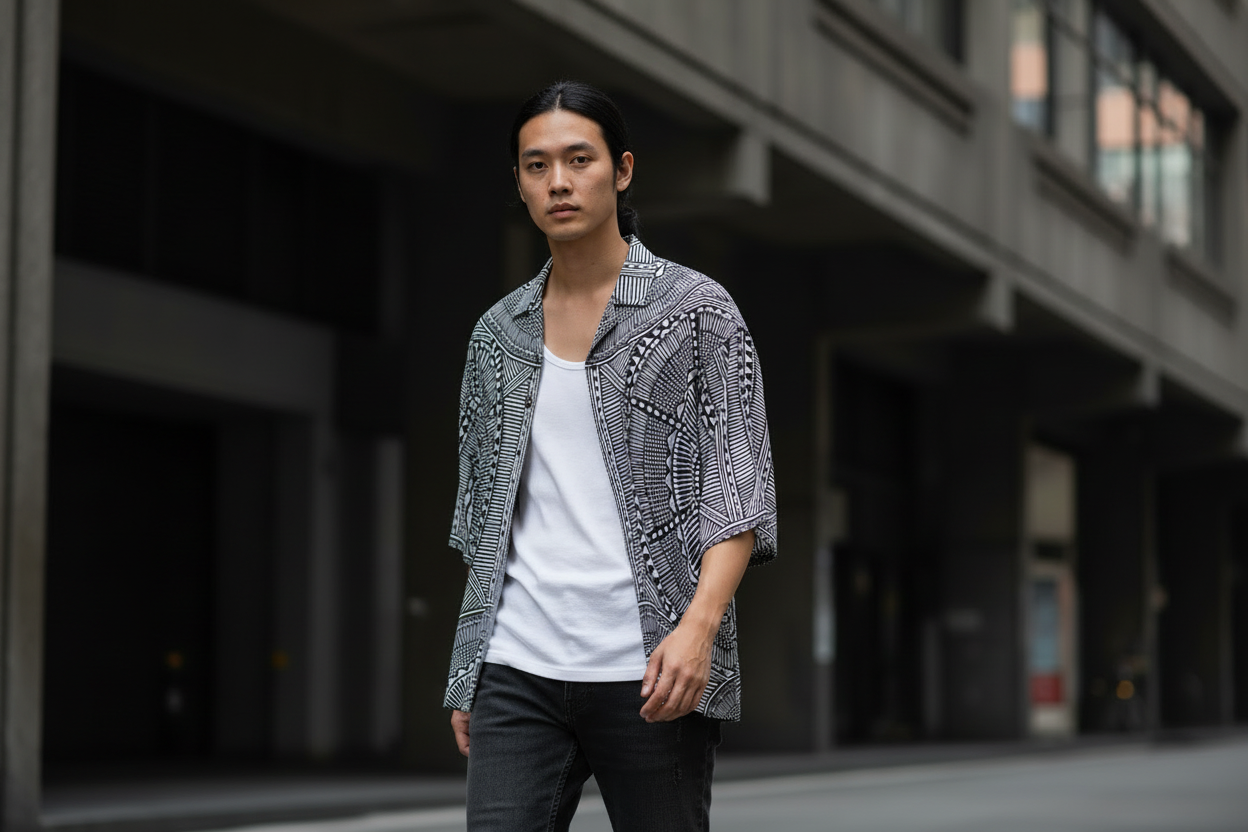 All-Over Print Men's Drop-shoulder Short Coat