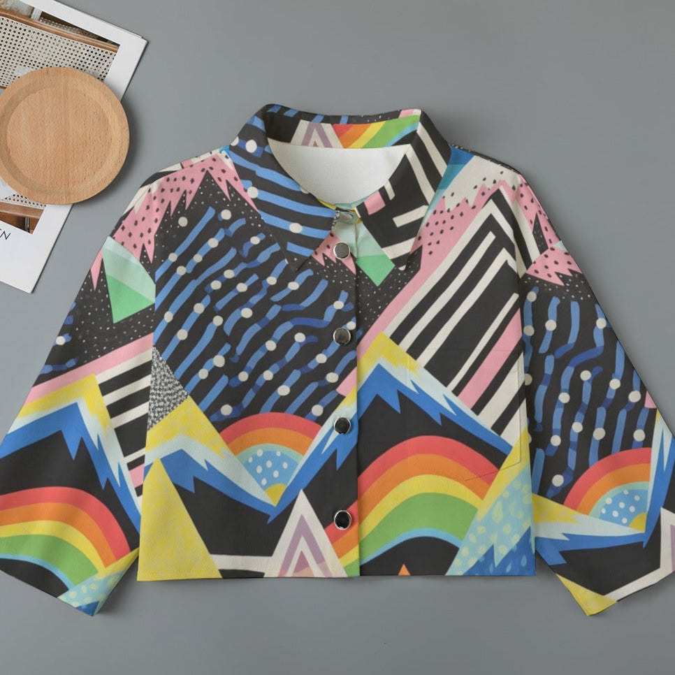 All-Over Print Women's Cropped Jacket | 245GSM Cotton