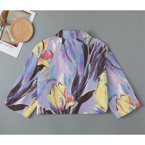 All-Over Print Women's Cropped Jacket | 245GSM Cotton