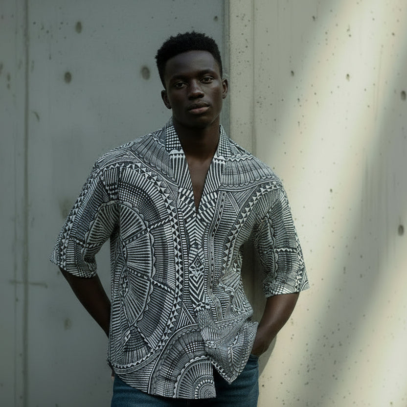 All-Over Print Men's Drop-shoulder Short Coat
