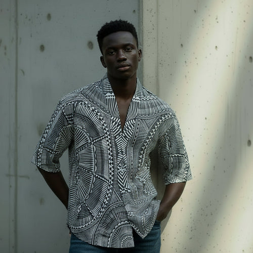 All-Over Print Men's Drop-shoulder Short Coat