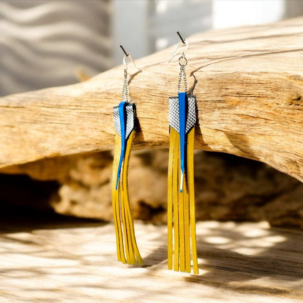 Leather earrings - techno boho chic